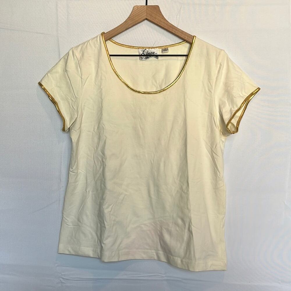 ❤️5/$25❤️ Linea by Louis Dell'Olio Short Sleeve Scoop T-Shirt w/Metallic Trim
